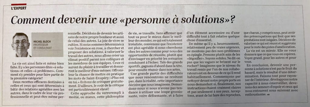 ESM Article Le Temps Michel Bloch Comment Devenir Une Personne A Solutions 11022022