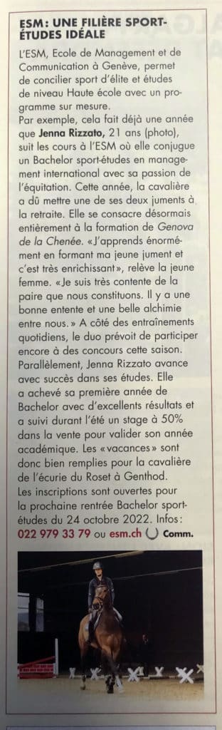 ESM - Cavalier Romand - Jenna Rizzato